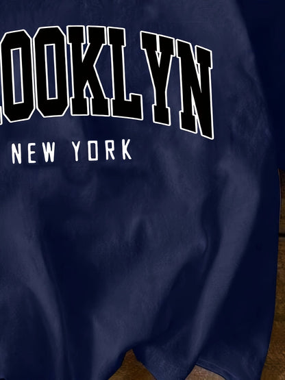 Dam T-shirt med Brooklyn-tryck och avslappnad streetwear-stil för vardagsbruk