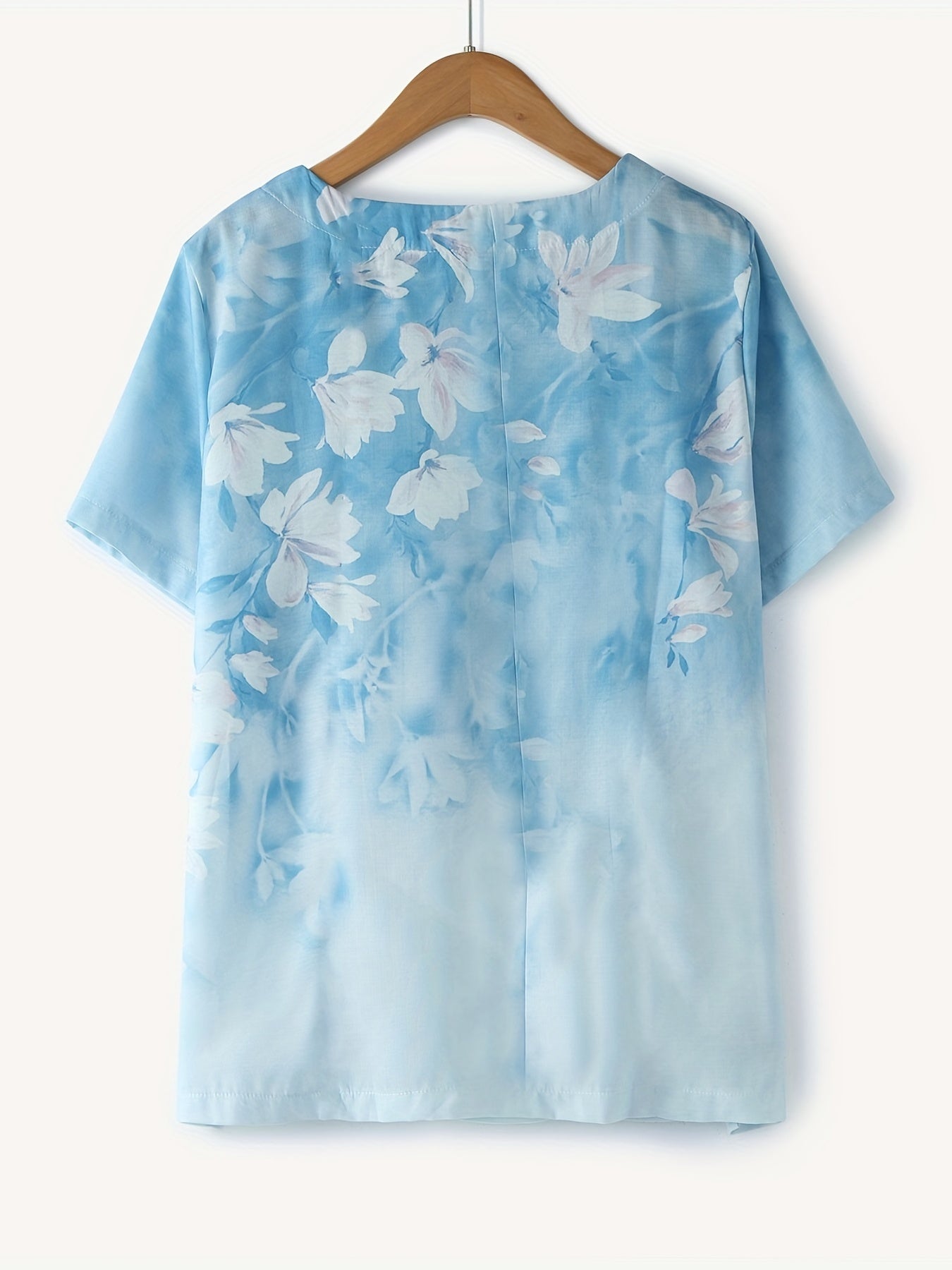 Dam Blus Vintage Blommig Kortärmad Sommartopp med Knappar