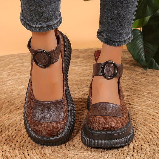 Damskor Mary Jane Retro Komfort Plattform Promenadskor Vintage Stil