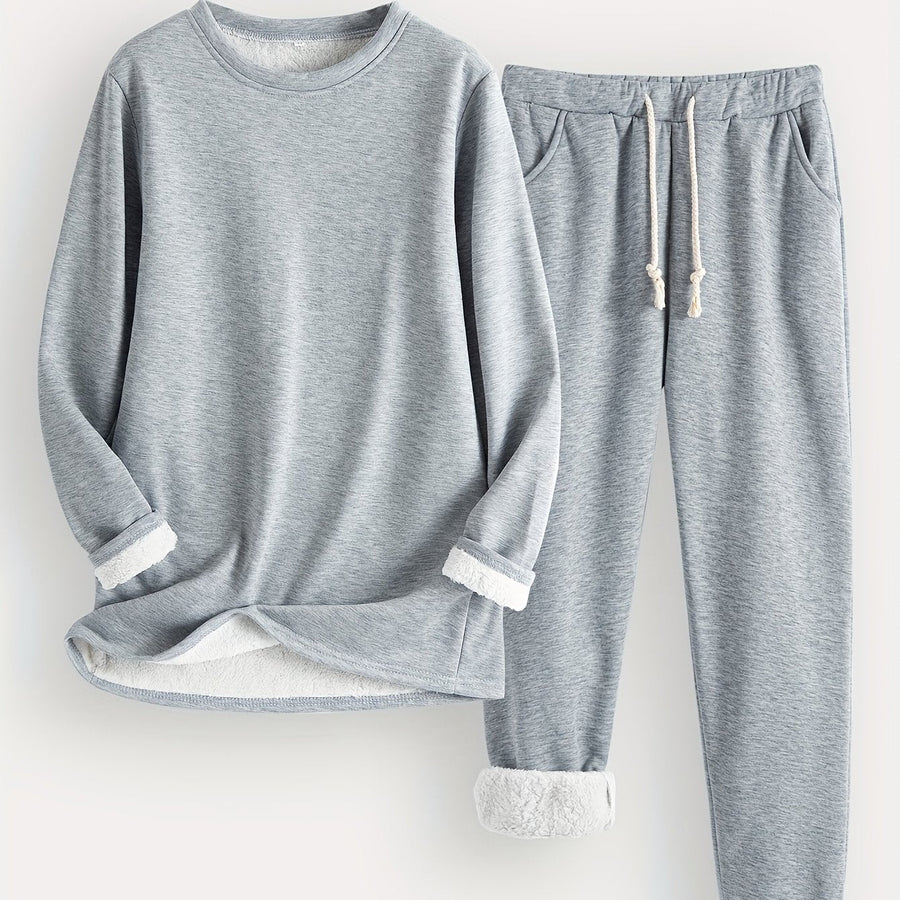 Women's Fleece-Lined Sweatshirt & Jogger Set