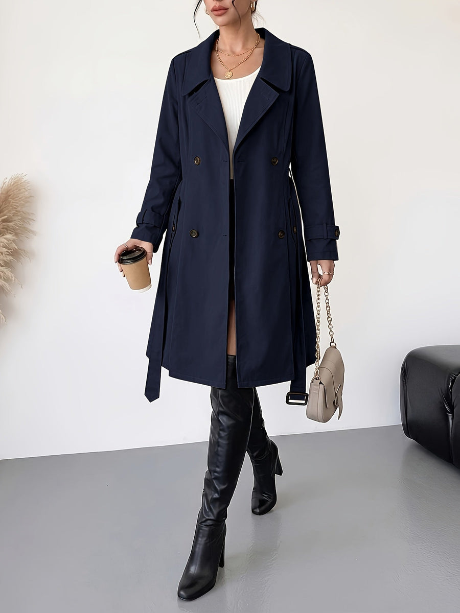 Dam trenchcoat med knytband och slag, dubbelknäppt kappa