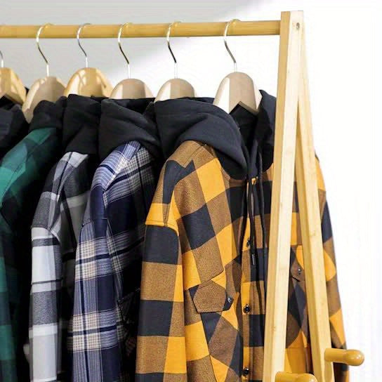 Men���s Plaid Hooded Thermal Flannel Shirt Jacket