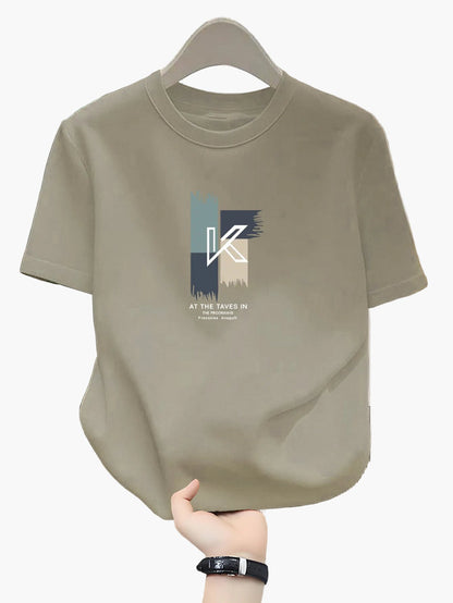 Herr T-shirt med tryck och modern bokstavsdesign – Perfekt för vardag och avslappnad stil