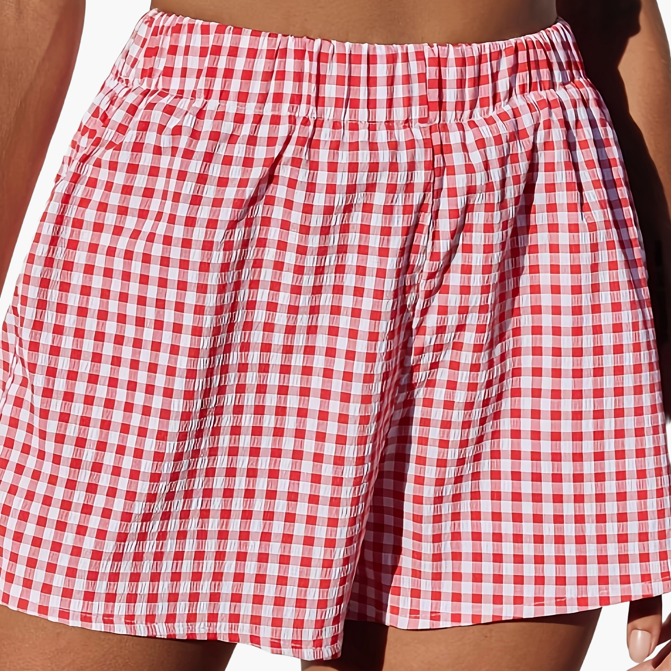 Damshorts med hög midja, randigt mönster, elegant sommarstil