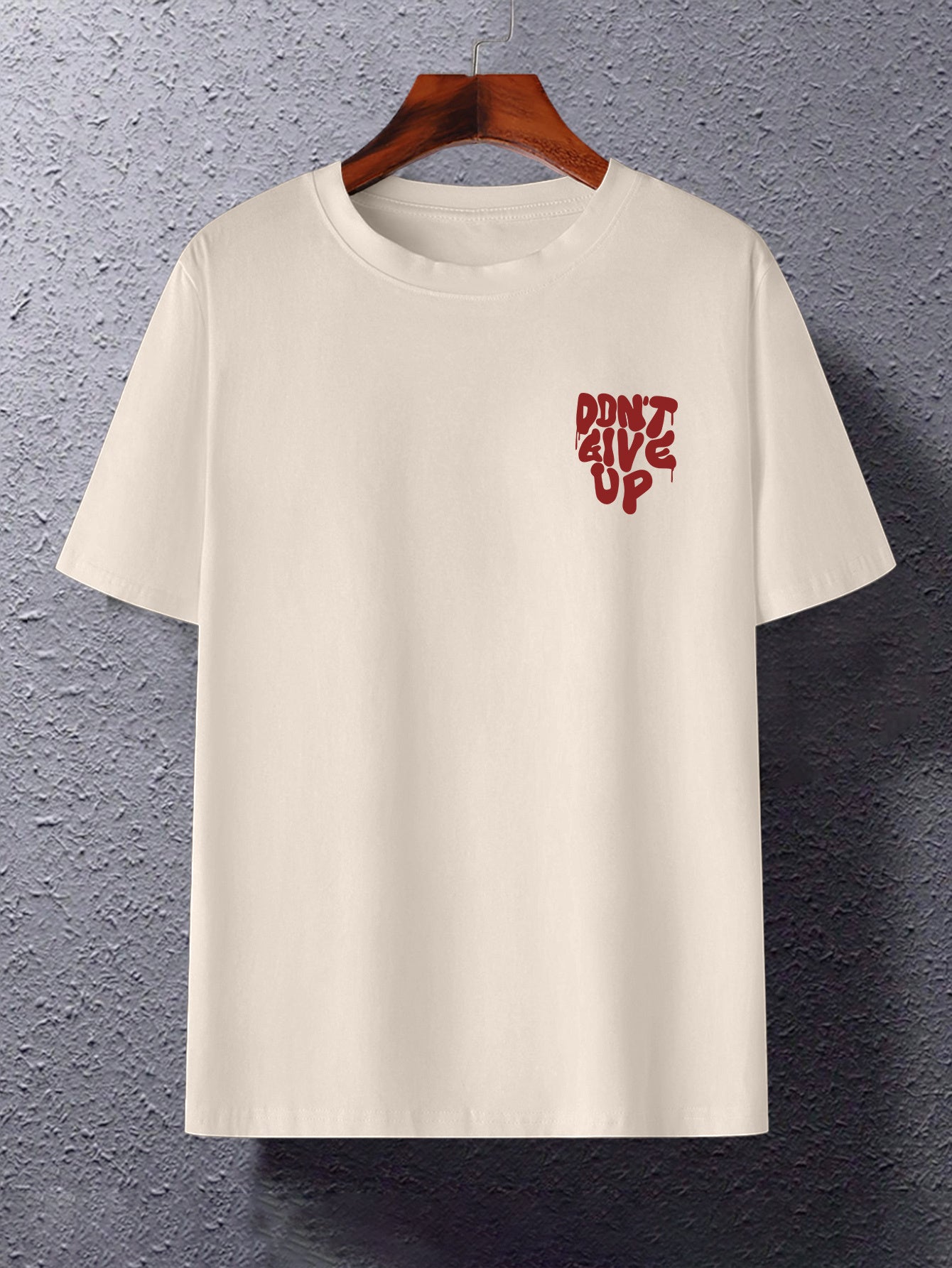 Herr T-shirt med graffiti-tryck och motiverande text – Streetwear, avslappnad stil