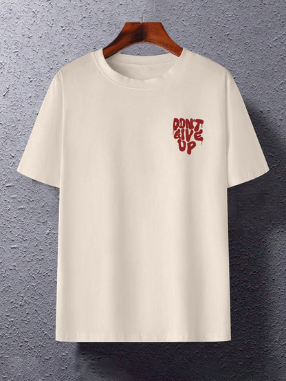 Herr T-shirt med graffiti-tryck och motiverande text – Streetwear, avslappnad stil