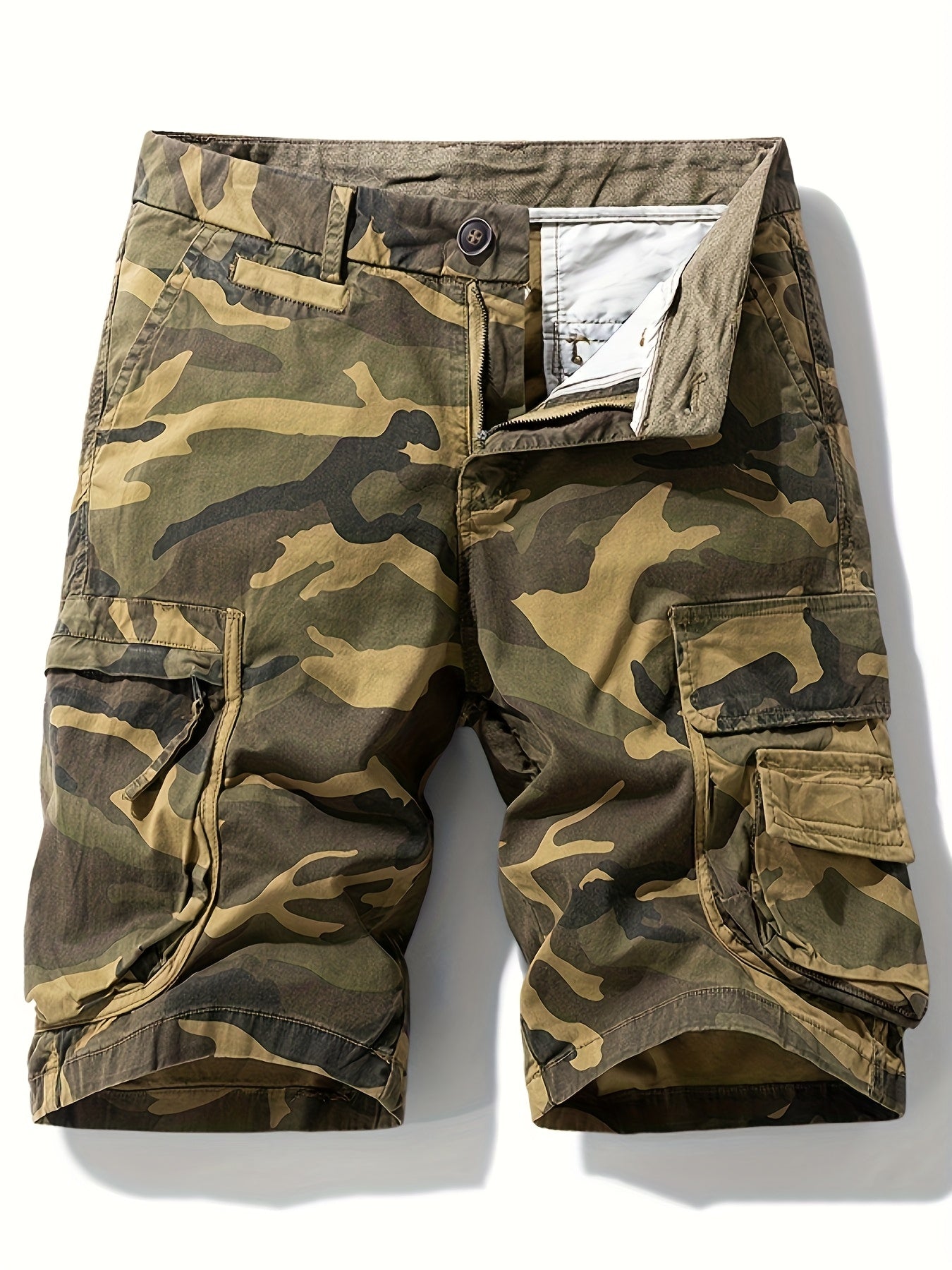 Herr Cargoshorts med Camouflagemönster – Lediga och Praktiska Shorts för Utomhusbruk