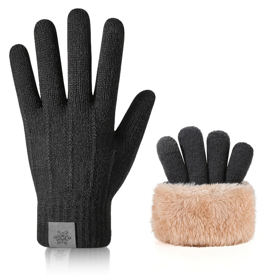 Stickade Vinterhandskar med Foder och Pekskärmsfunktion