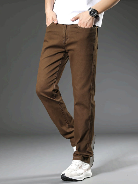 Herr Jeans Byxor Rak Passform Casual Arbetsstil