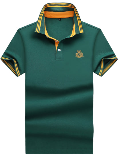 Herr Pikétröja med Sportig Klassikerstil och Broderad Bröstlogotyp – Perfekt för Fritid och Golf