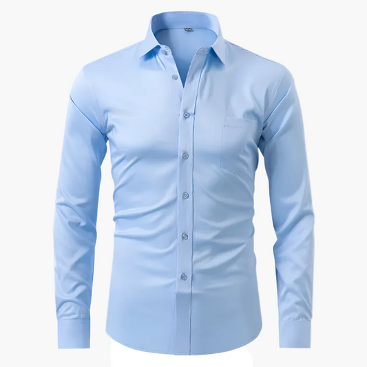 Herrskjorta Slim Fit Affär Elegant Skrynkelfri Långärmad