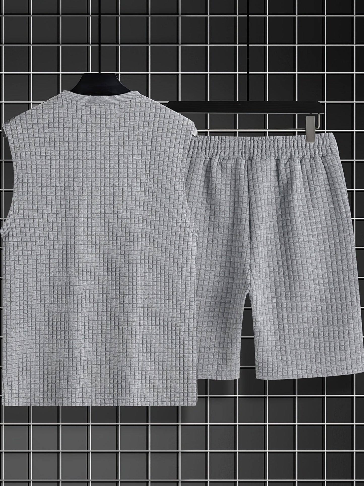 Herrarnas avslappnade sommarset – Ärmlös topp och shorts i rutigt, sportig och vardaglig stil