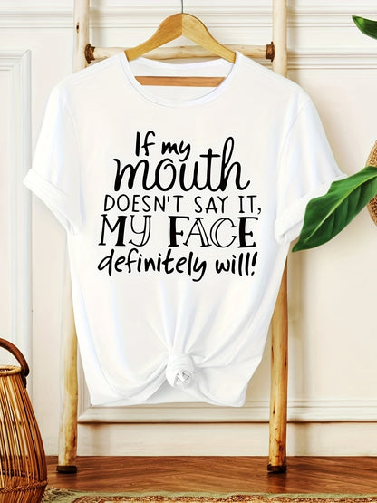 Dam T-shirt med rolig text – Avslappnad vardagsstil – Perfekt för sommar och fritid