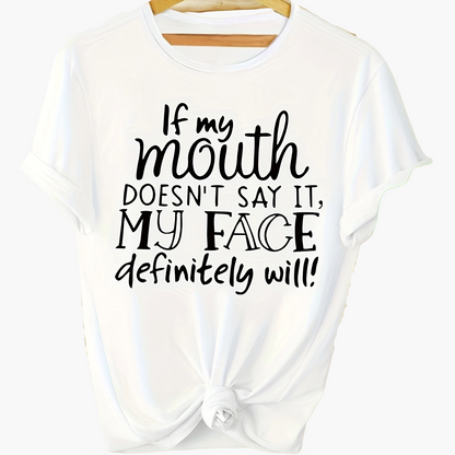 Dam T-shirt med rolig text – Avslappnad vardagsstil – Perfekt för sommar och fritid