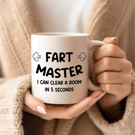 Herrmugg med skämttext – Fart Master – Rolig present till män, kaffemugg med humor för pappa eller pojkvän