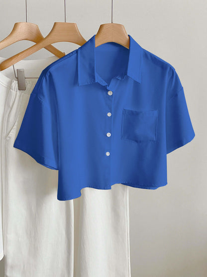 Dam Blus Kortärmad Skjorta Med Modern Cropped Passform För Vardagsbruk