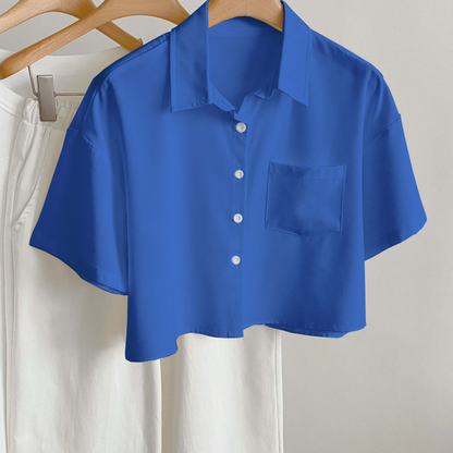 Dam Blus Kortärmad Skjorta Med Modern Cropped Passform För Vardagsbruk