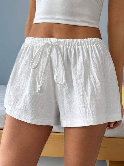 Damshorts med dragsko för vardag och sommar, avslappnad passform