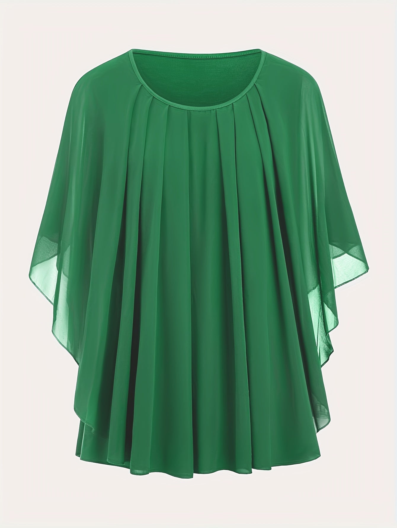 Dam Elegant Plisserad Ponchoblus för Fest och Vardag