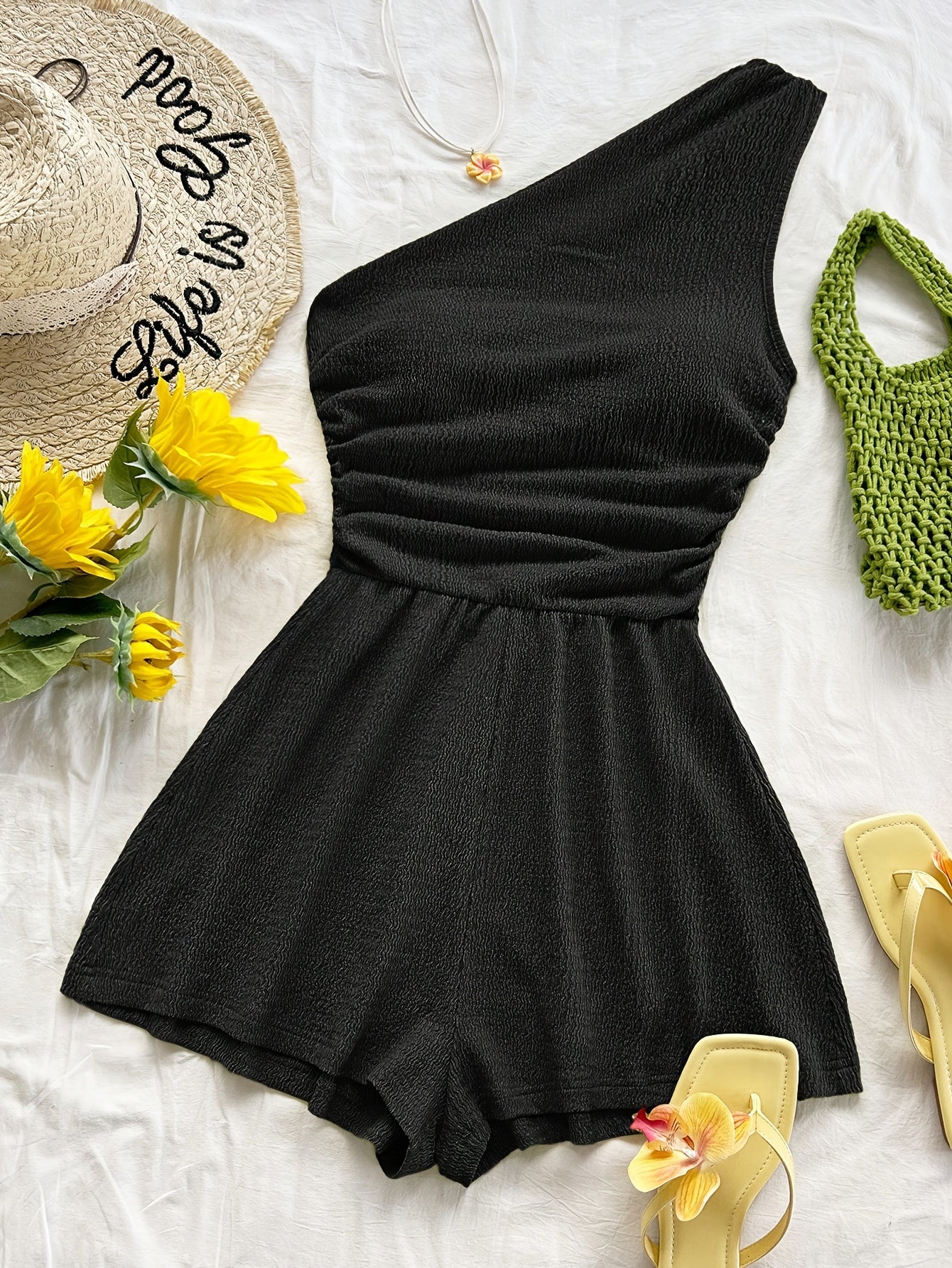 Dam Playsuit Asymmetrisk Sommarstil Fritidskläder