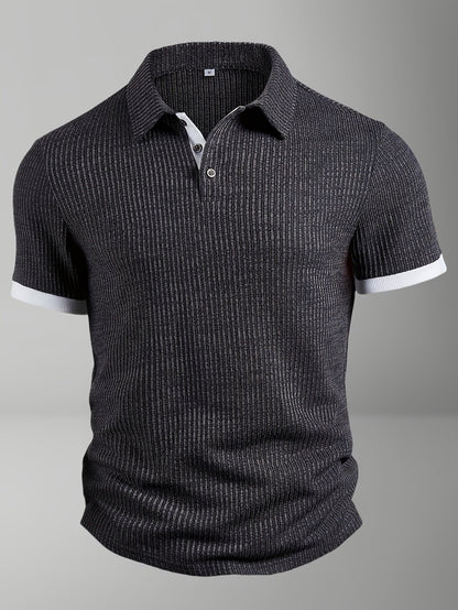 Herr Pikétröja Kortärmad Modern Textur Stil för Vardags- och Fritidsbruk