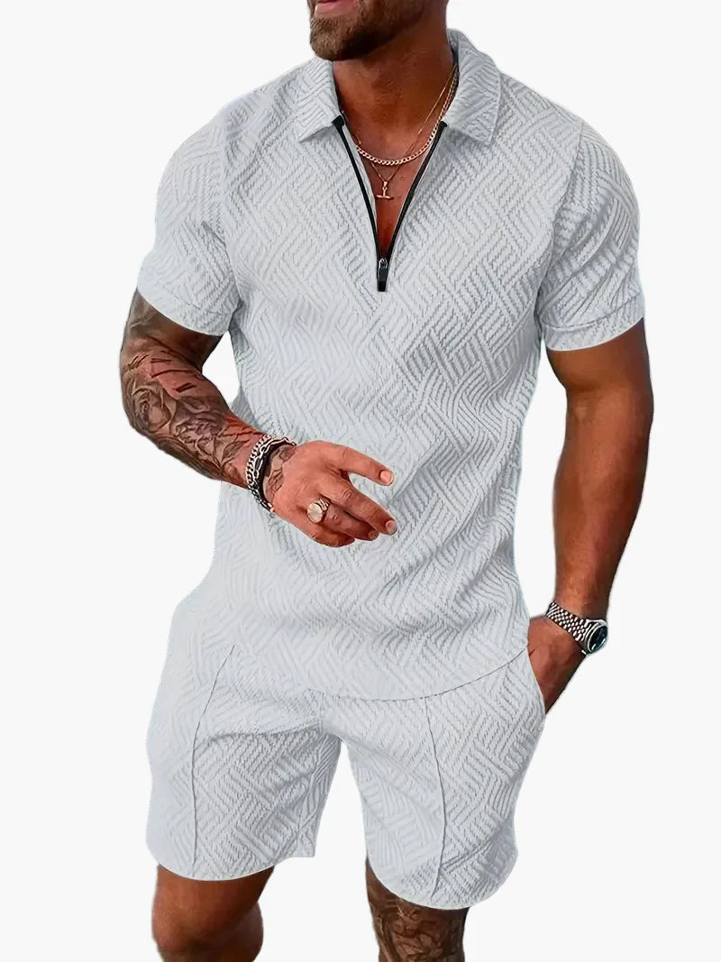 Herrarnas Poloset med Shorts – Trendigt Sommarset för Avslappnad Elegans och Komfort
