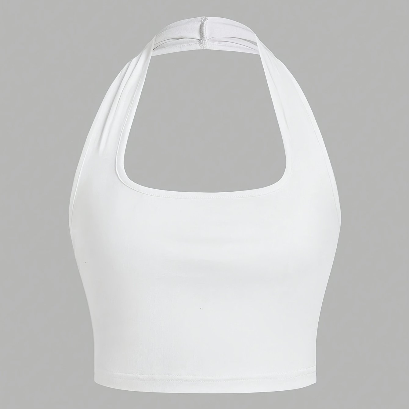 Dam Halterneck Crop Top med Öppen Rygg - Trendig Sommartopp för Vardag och Fest