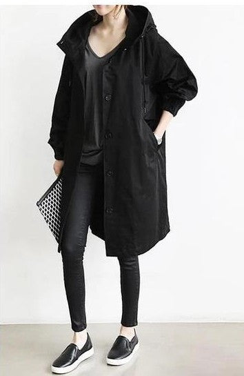 Grace – Casual Style Vindjacka med Medellång Midja och Långa Ärmar