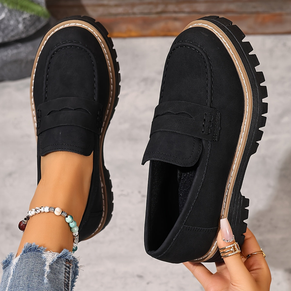 Damloafers med grov sula och modern design – Perfekta vardagsskor för stil och komfort