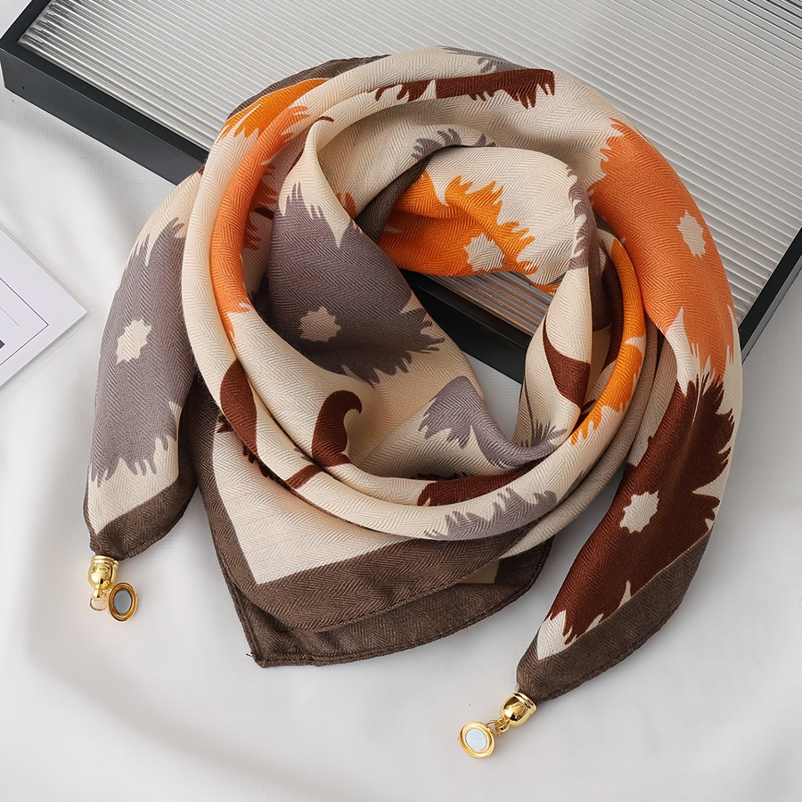 Women's Printed Scarf with Charm Pendant Ends