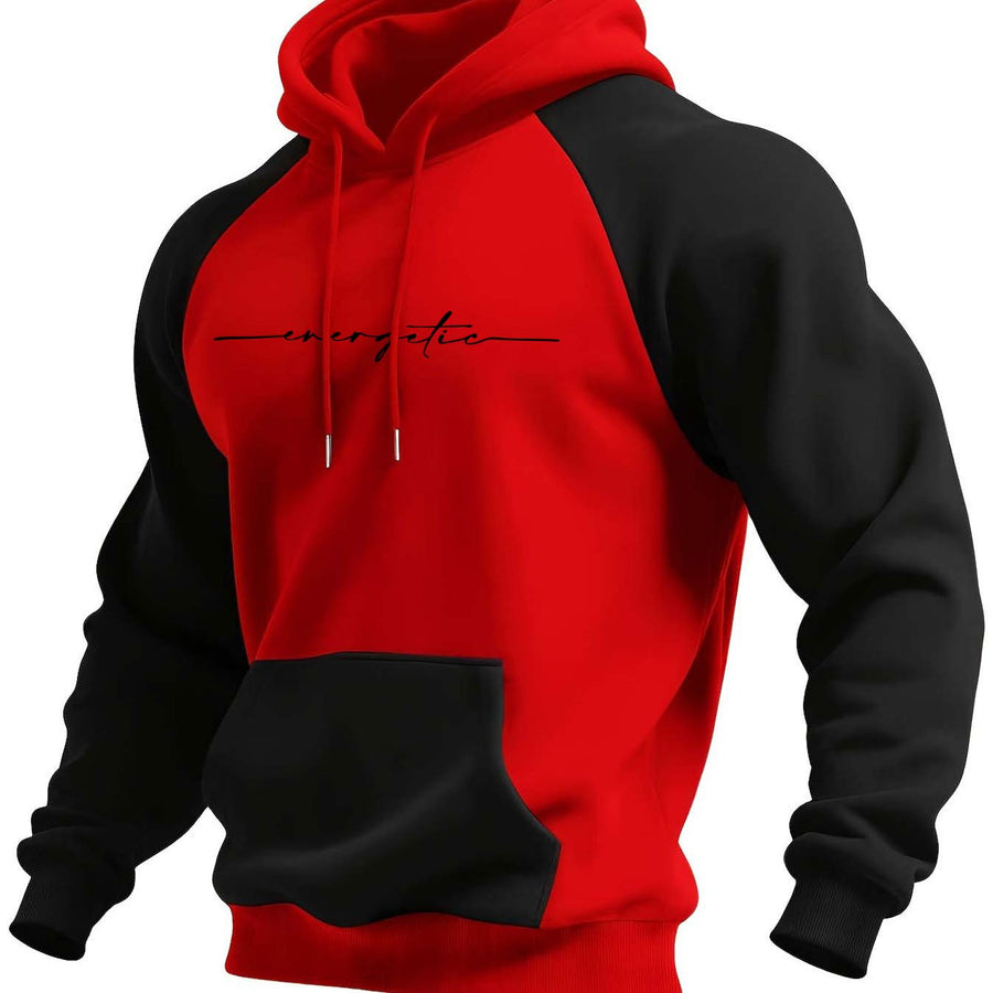 Hoodie med raglanärm och känguruficka, tvåfärgad