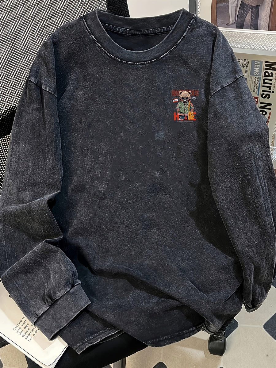 Svart långärmad sweatshirt med nallebjörnstryck
