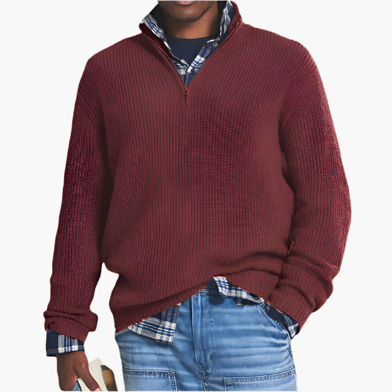 Herrtröja med halv dragkedja – Stickad pullover för business-casual och vardag