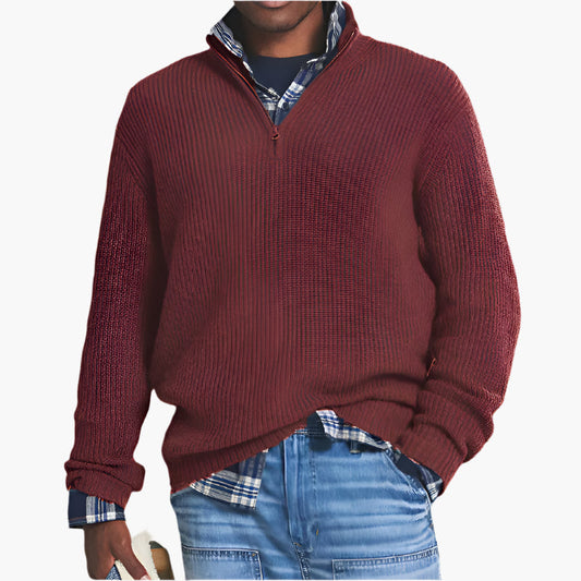 Herrtröja med halv dragkedja – Stickad pullover för business-casual och vardag