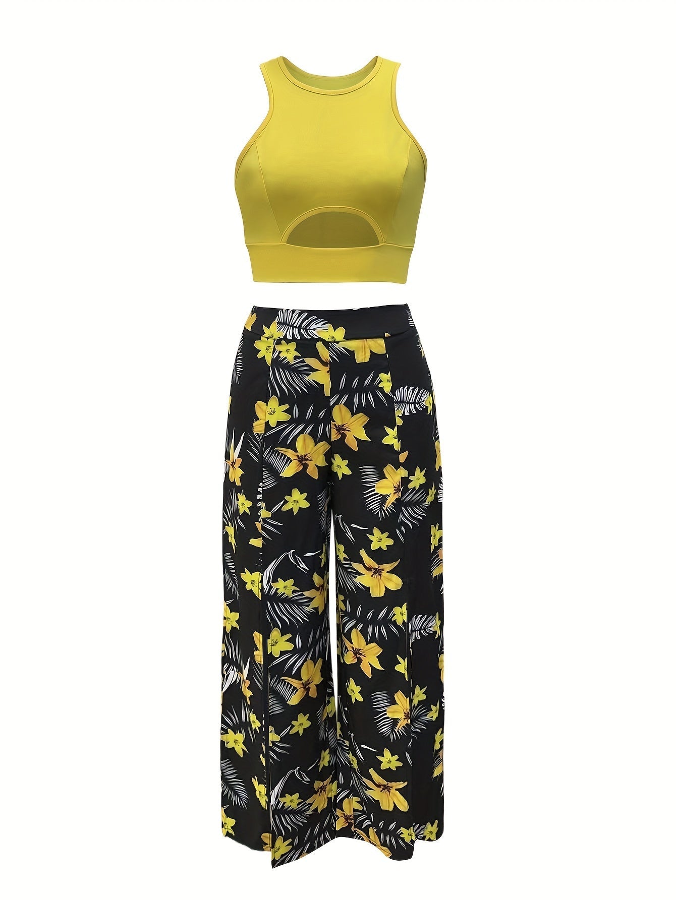 Dam Set med Utsvängd Kjol och Crop Top Elegant Sommarstil