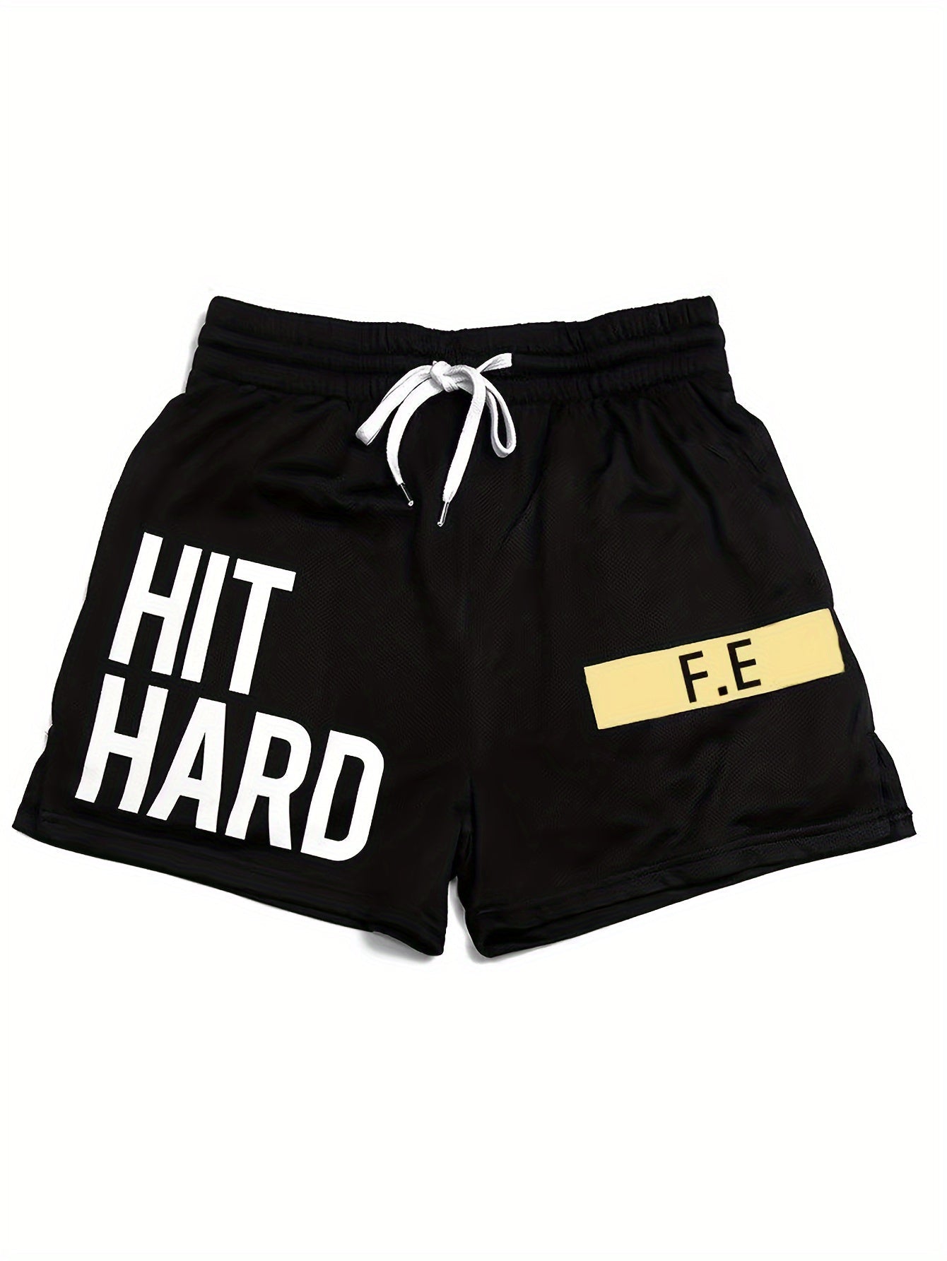 Herrar Sportiga Basketshorts med Texttryck "HIT HARD" – Trendiga Shorts för Träning och Aktiv Livsstil