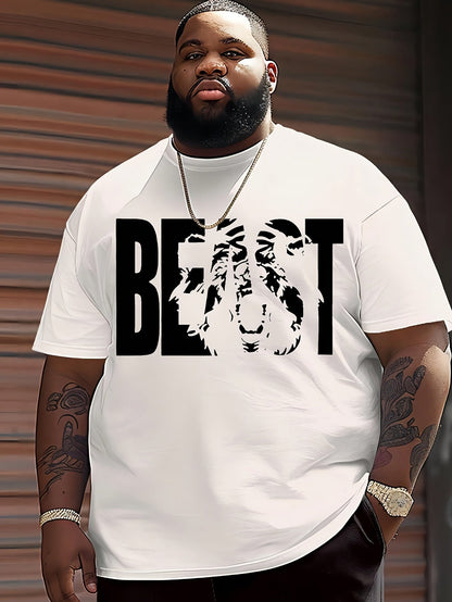 Herr T-shirt med BEAST-tryck – Trendig och avslappnad stil för stora storlekar