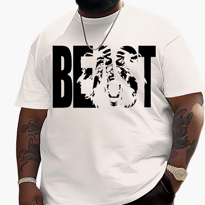 Herr T-shirt med BEAST-tryck – Trendig och avslappnad stil för stora storlekar