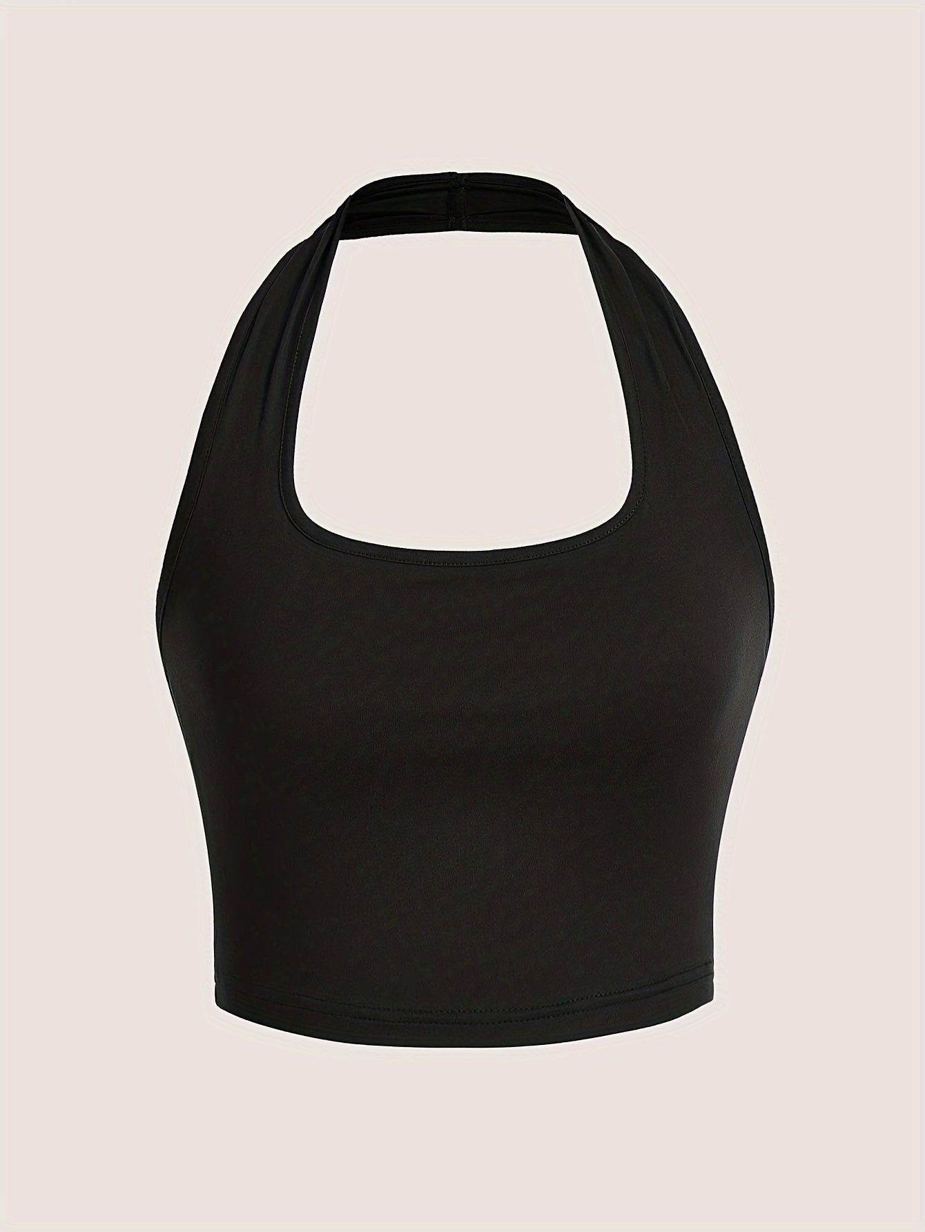 Dam Halterneck Crop Top med Öppen Rygg - Trendig Sommartopp för Vardag och Fest