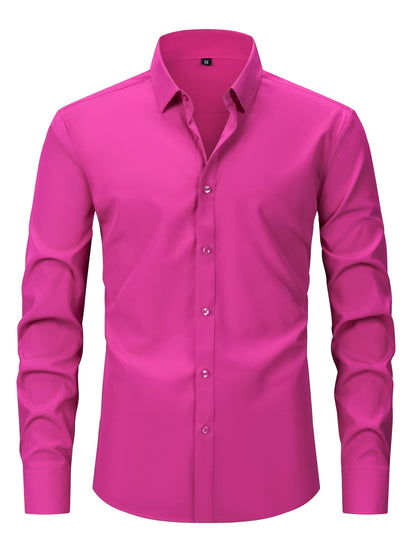 Herrskjorta Elegant Slim Fit Långärmad för Vardagsbruk och Fest