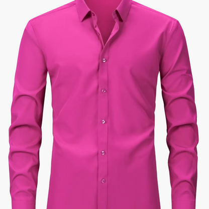 Herrskjorta Elegant Slim Fit Långärmad för Vardagsbruk och Fest