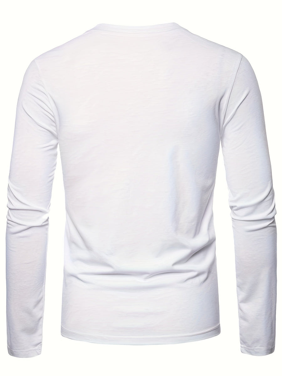 Mörkgrön Långärmad T-shirt med Rund Hals och Hjortmotiv
