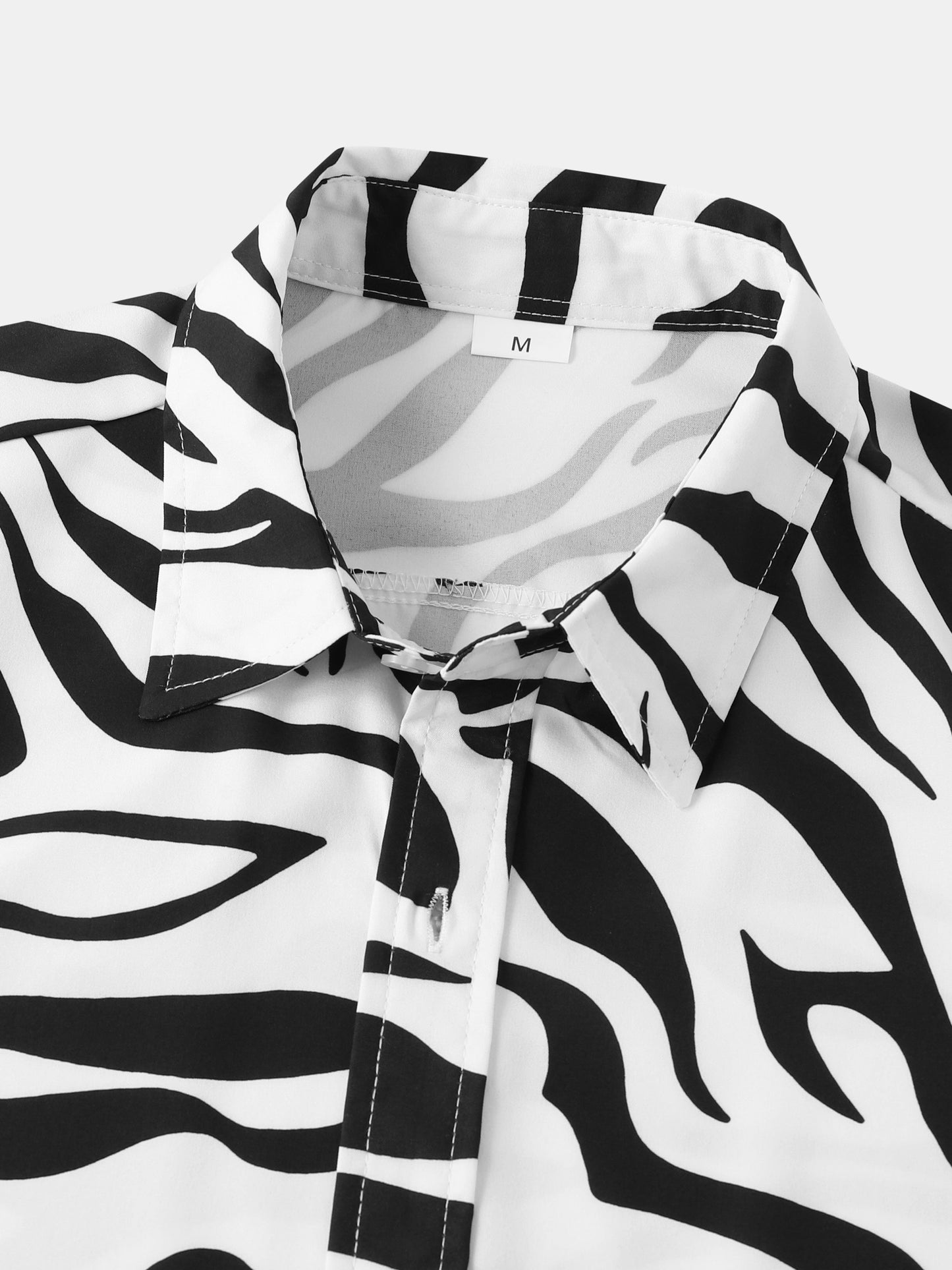 Herr Skjorta med Zebra Mönster – Kortärmad Resortskjorta för Sommar och Fritid