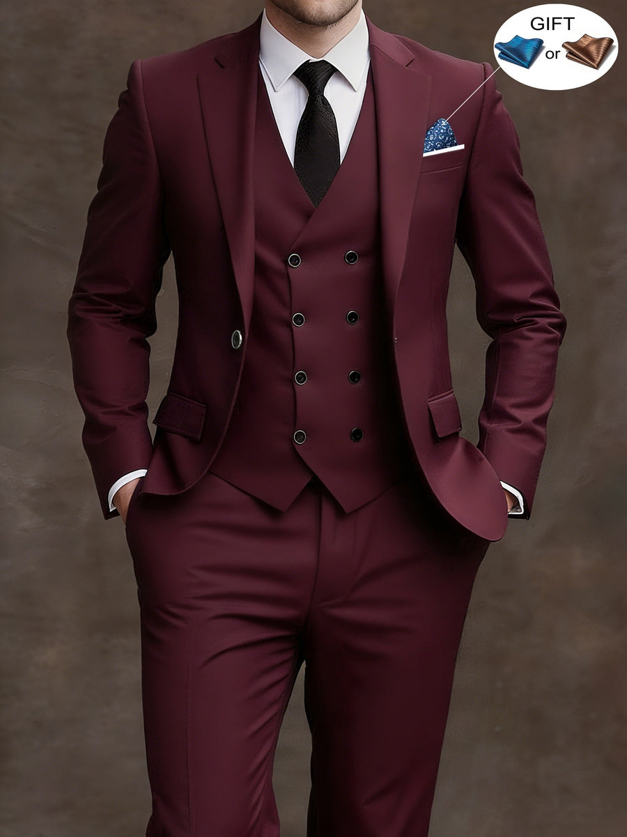 Men's 3-Piece Double-Breasted Slim Fit Suit