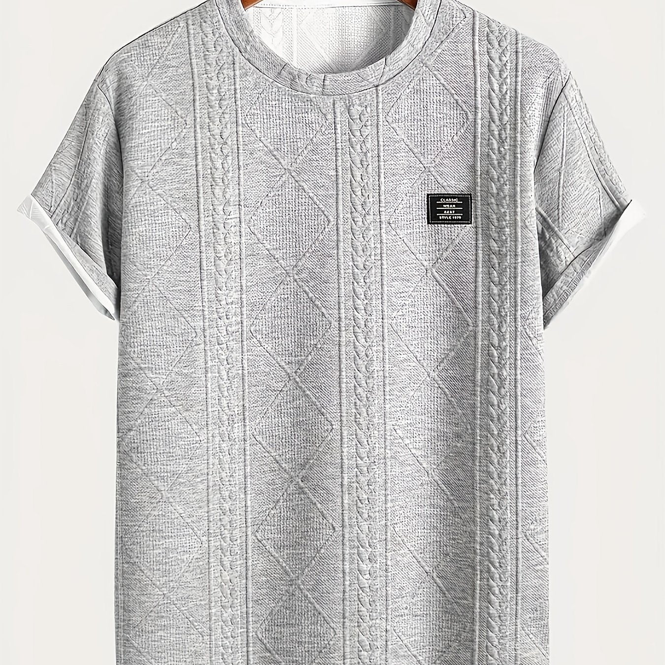 Herr T-shirt med stickad kabelmönster – Modern och avslappnad stil för vardagsbruk