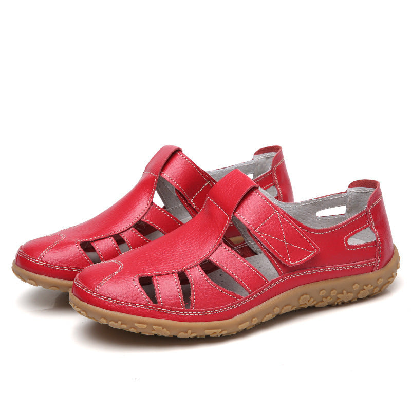 Kate – Sommarhandmade Retro Mjuk Sula Veganläder Velcro Avslappnade Skor