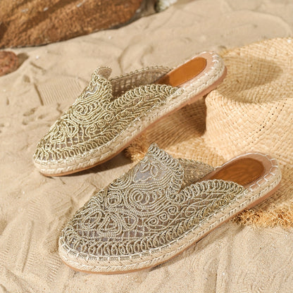 Dam Slip-in Espadriller Bohemisk Stil för Sommar och Strand