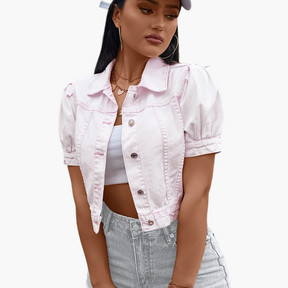 Dam Kort Jeansjacka Elegant Vår/Sommar Trendig Kortärmad