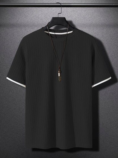 Herr T-shirt med modern struktur och avslappnad passform – trendig vardagsstil