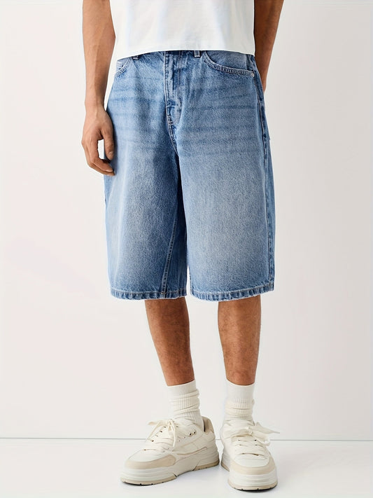 Herr Bermuda Jeansshorts Lös Passform Streetwear